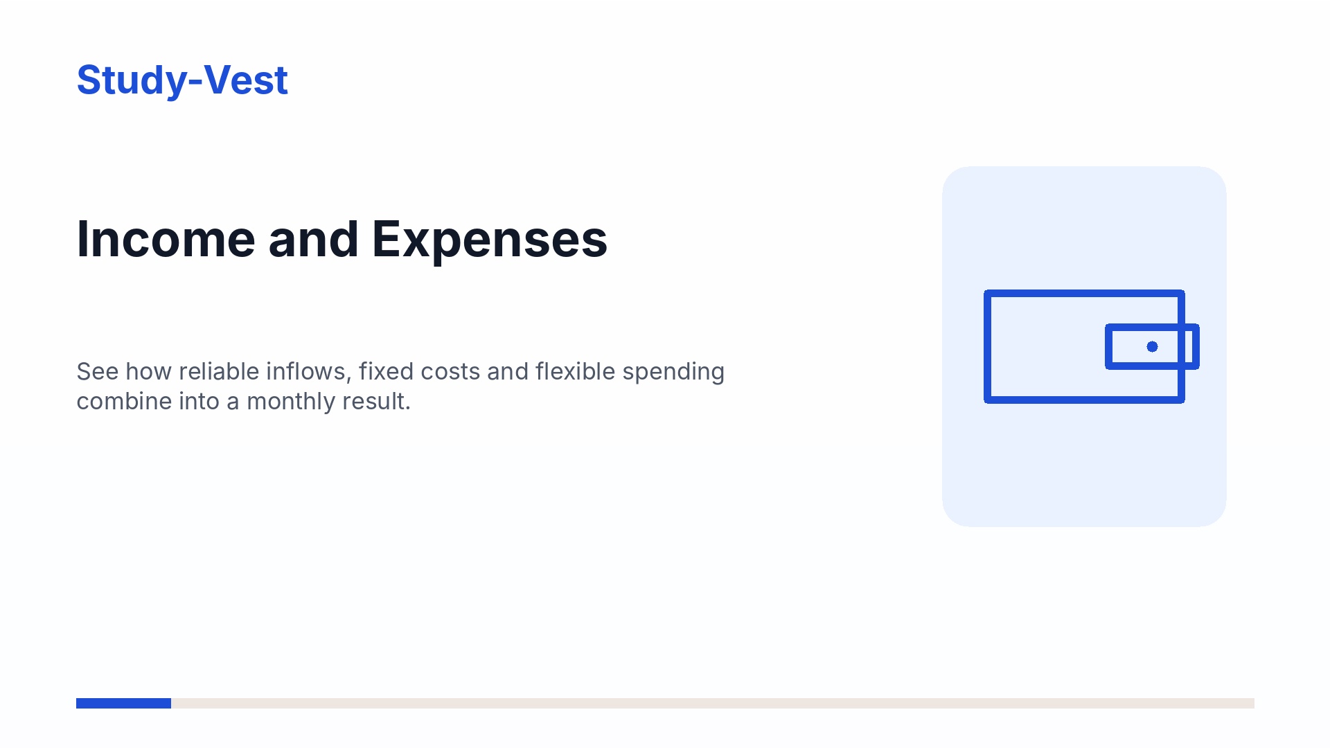 Visual summary of income and expenses