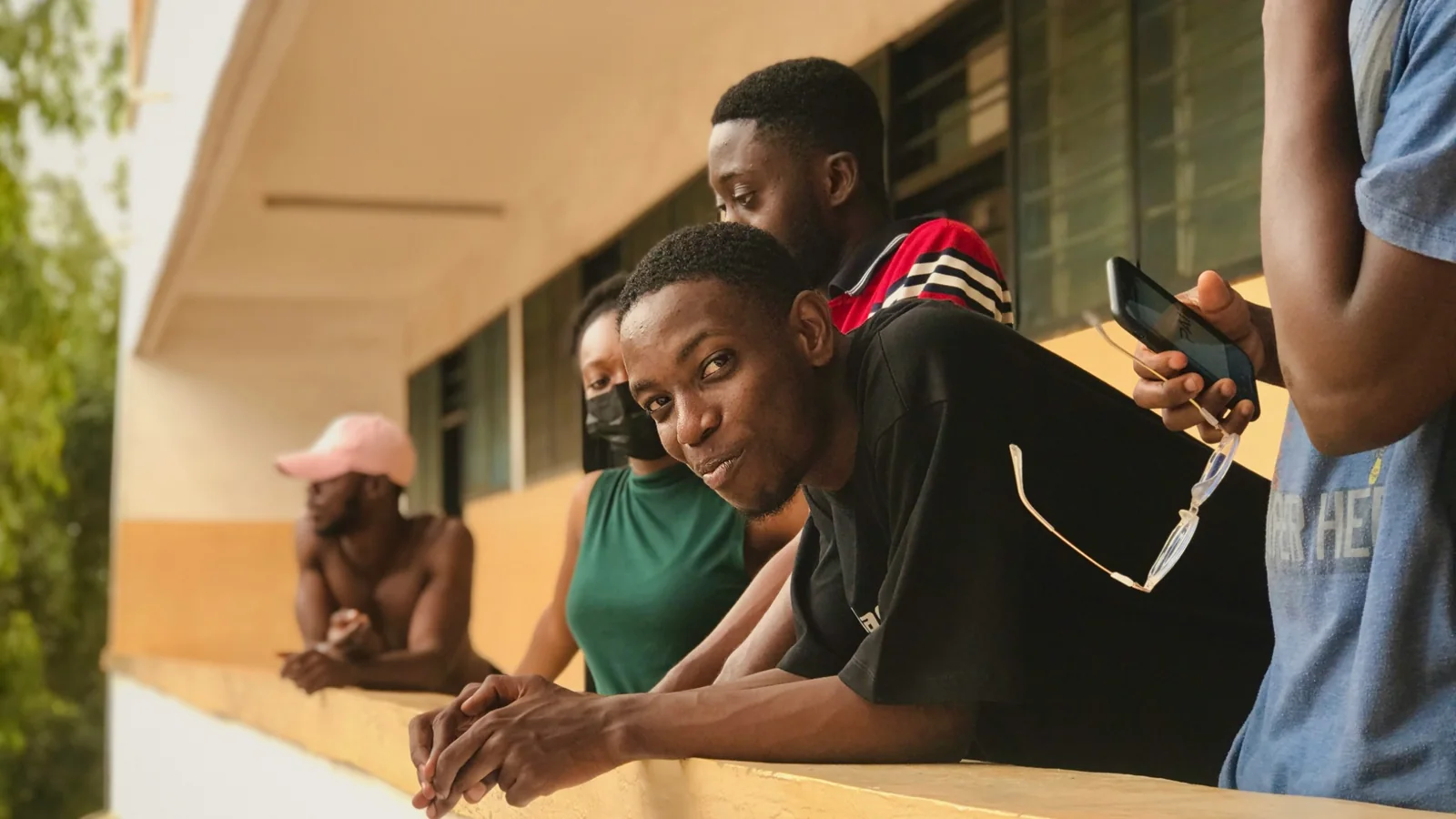 University students learning together on campus
